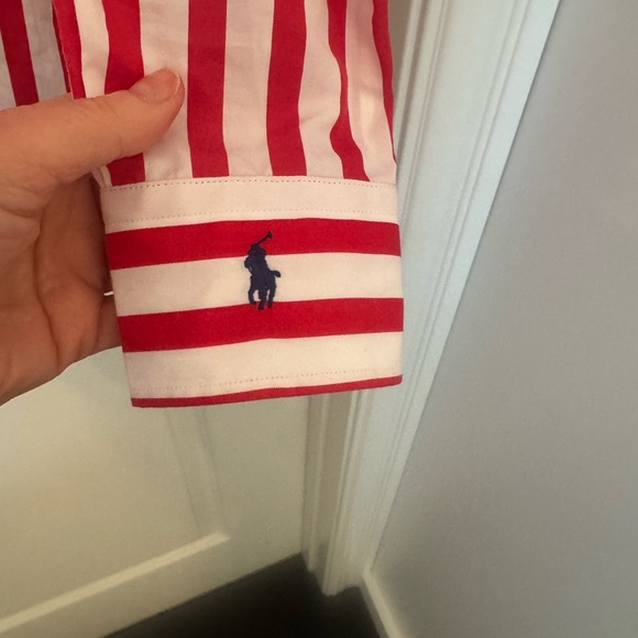 Polo Ralph Lauren Red and White Striped Shirt. Womens size 2. - Picture 5 of 5